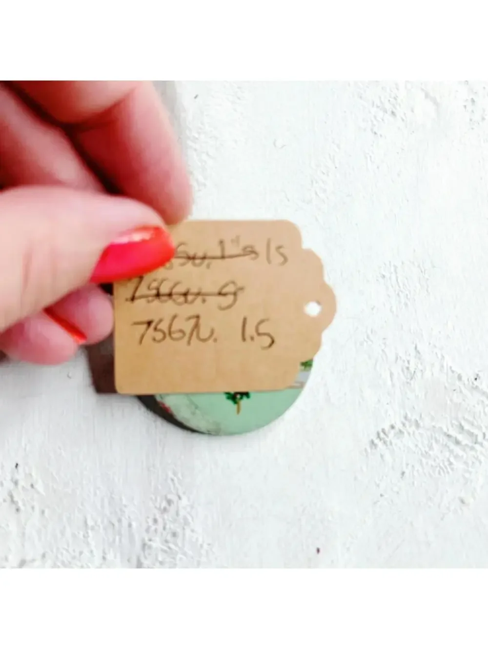 7567u. Wood Painted Cottagecore Brooch
